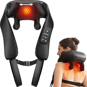 Cordless Neck and Back Massager with Heat, Upgarded Adjustable Width Electric Deep Tissue 4D Kneading Massage, Shiatsu Shoulder Massage Pillow for Body Muscle Pain Relief, Gifts for Mom Dad