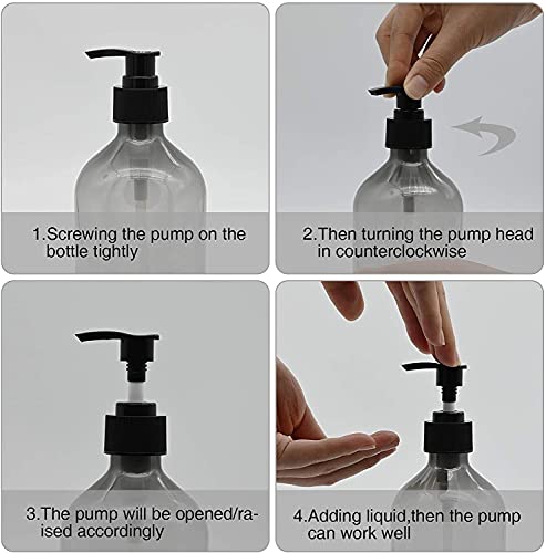 Vievogue 2 Pcs Empty Press Pump Bottles, 500Ml/17Oz Refillable Bottle For Cooking Sauces Plastic Liquid Soap Dispenser Refillable Container For Essential Oils Lotions Shampoo Conditioner (Grey) #TOP3