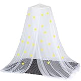 Sin miedo a la oscuridad: ¿Su hijo le tiene miedo a la oscuridad? Ya no. ¡Dile adiós a las luces nocturnas para niños! Observe cómo la habitación brilla con una cascada de estrellas flotantes alrededor de la cama. El mosquitero con dosel que brilla en la oscuridad creará un brillo nocturno mágico y alentará a su hijo a dormir sin una luz nocturna.