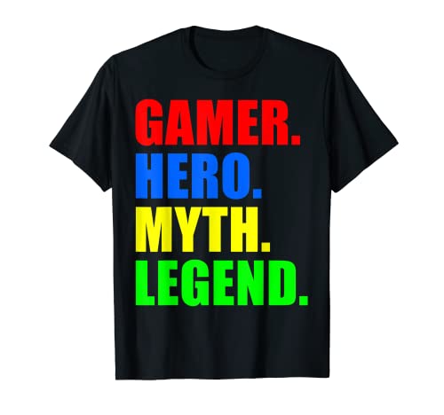 Gamer Hero Myth Legend Video Game lovers Design Funny Gamers Camiseta