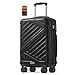 SONGMICS 20 Inch Hard Shell Suitcase, ABS Travel Luggage with TSA Lock, 4 Double Spinner Wheels, Travel Case with Strap, Cabin Suitcase, Ink Black RLP001B101