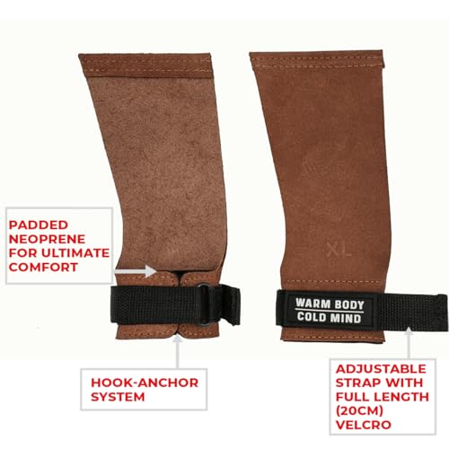 Image of WARM BODY COLD MIND Leather Hand Grips - NO Holes for Weightlifting, Powerlifting, Gymnastics, Cross Training, Pull-Ups, Weight Lifting, Wrist and Palm Protection