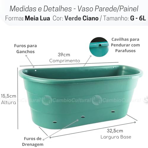 Jardineira Vaso 3 Floreiras de Parede para Plantas Painel Jardim Vertical Horta Kit com Ganchos e Pa