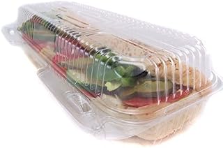 KitchenDance Durable Packaging Clear Plastic Hinged Take Out Containers - 12x5 Inches Danish Plastic Containers for Cookies-Sub & Hoagie Container Perfect for Restaurants, Bakeries - PXT350, 250 Count