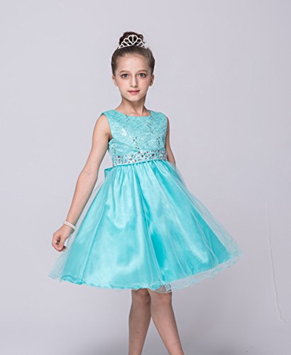 Dreamhigh Wedding Flower Girl's Sequined Shining Crystal Waist Evening Dress Up Mint 11-12 Years #TOP5