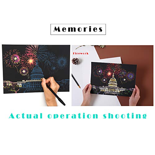 scratch art for adults and kids-city landmarks scratch painting craft kit 8 sheets a4diy foil engraving art setstress relief gift for travel lovers craft lovers home decor fireworkampsakura