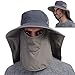 USHAKE Outdoor Wide Brim Fishing Hat Sun hat with Neck Flap Dark Grey