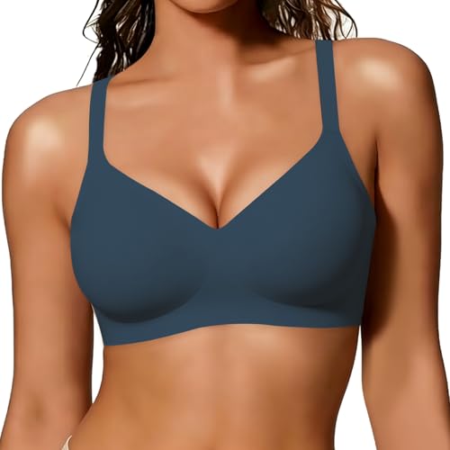 Image of As Fairy Womens Soft Comfortable No Underwire Bras V Neck Seamless Push Up Bralettes Full Coverage Tshirt Brassiere