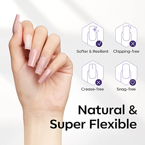 Image of Modelones Medium Square Nail Tips - 510Pcs Fake Nails Gel Tips Pre-shaped Half Matte Full Cover Acrylic Gel Kit Press on Manicure Extension Art DIY Salon 15 Sizes