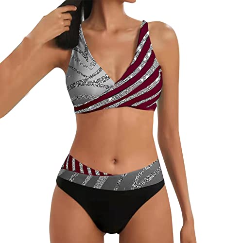 Bikinis Mujer 2023 Brasileño Traje de baño Ropa Bikini Deportivo Mujer Bañadores Traje de baño Push Up Cintura Alta Cintura Alta Control de Barriga Brasileño Conjuntos de Baño de Playa Deportivo