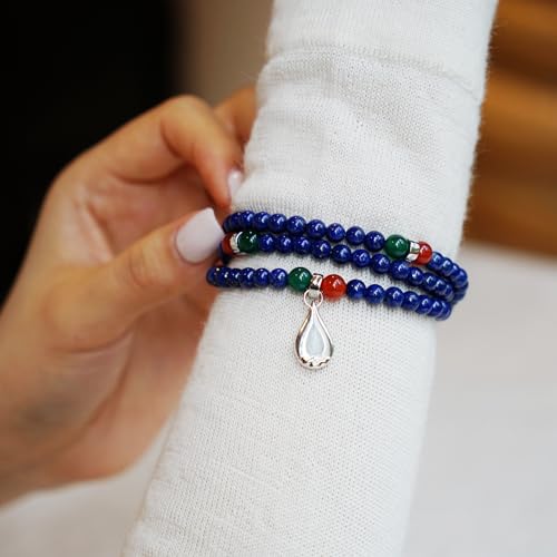 Image of Five Elements 18K Gold Vermeil 3 Layered Crystal Gemstone Beads Bracelet & Necklace for women Solid 925 Sterling Silver 18K Gold or White Gold Plated jewelry