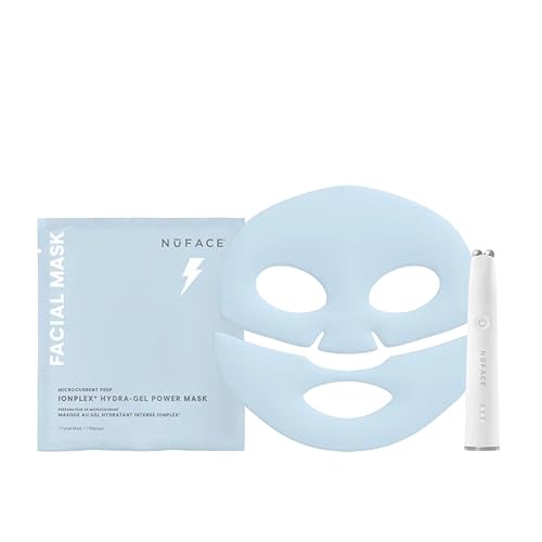 NuFACE The Power Move Glass Skin Bundle - FIX MicroWand Microcurrent Device, IonPlex Hydra-Gel Power Mask 5-Pack - Depuff, Plump & Smooth for Radiant, Glass-Like Skin