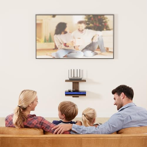 Wali CS202N Floating Tv Shelf, Holds Up To 22Lbs, Wooden Wall Mounted Shelves Under Tv Shelf thumb #1