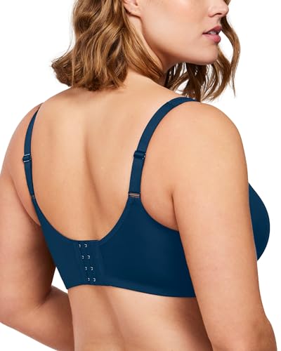Image of HSIA Minimizer Bras for Women Plus Size, Full Coverage Coolcomfort T Shirt Unlined Bra with Underwire for Heavy Breast, Oceana Blue 34C