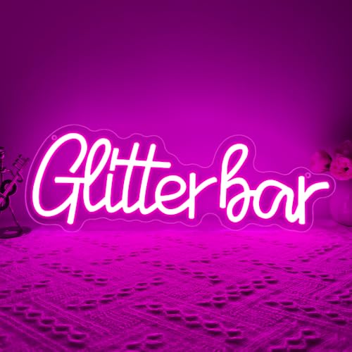 Image of Glitter Bar Neon Sign,Bar Signs for Home Bar Decor,Led Bar Sign for Wedding,Birthday Party,Music Festival,Bachelor Party,Halloween, Christmas Decoration,Best Gift for Boys and Girls