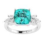 V3 Jewelry 925 Sterling Silver with 2.98 CTTW Paraiba Tourmaline and White Topaz Solitaire Engagement Wedding Ring Size 10