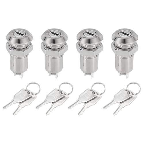 sourcing map 4Pcs Electric 2 Positions on Off Metal Key Lock Switch W Keys
