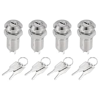 uxcell 4Pcs Electric 2 Positions on Off Metal Key Lock Switch W Keys ...