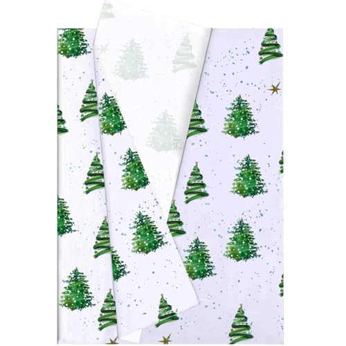 Jwssor Christmas Tissue Paper Xmas Tree Tissue Paper20sheets Xmas Tissue Paper 50x35cm Packing Gift Paper for Gift Bags Christmas Crafts Birthday Party
