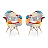 Aron Living Pyramid 17.5' Cotton and Wood Armchairs in Multi-Color (Set of 2)