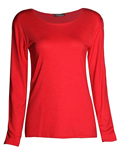 Image of Loxdonz Girls Plain Long Sleeve Scoop Neck T-Shirt Top Kids Basic Stretchy Top