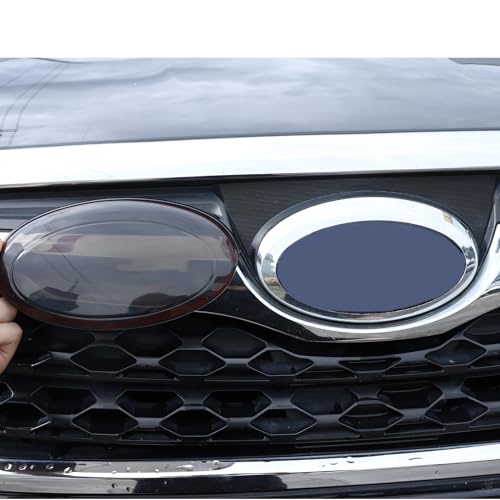 Image of Front and Rear Emblem Cover Compatible with Subaru Forester 2013-2018 Front Grille Rear Tailgate Emblem Cover Oval Smoked Logo Cover