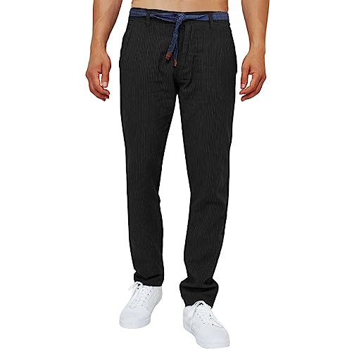 Mens Pinstripe Casual Pants Stretch Slim Fit Dress Trousers Skinny Plus Size Fashion Trend Suit Pants