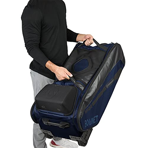 Bownet Commander Catchers Bag -14 Pockets - Travel Bag - Perfect for Baseball Softball Equipment - Stores Gear Bats Helmets Uniforms - Strong Roller Wheels - Navy Blue- 41\" H x 17\" W x 10.5\" D