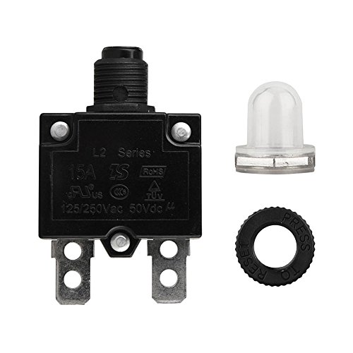 QIND Interruptor de Interruptor de Circuito, 5A/10A/15A/20A/30 AMP, Interruptor de Circuito, Montaje en Panel, Interruptor de Aire reajustable, disyuntor de Circuito de Fusible térmico, Negro, 15 A