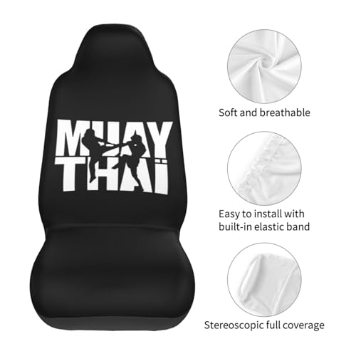 Image of Muay Thai Car Seat Covers 2 Front Seats,Breathable Durable Seat Covers for Cars,Universal Fit for SUV,Vans,sedans, Trucks, Automotive Interior Covers,Black