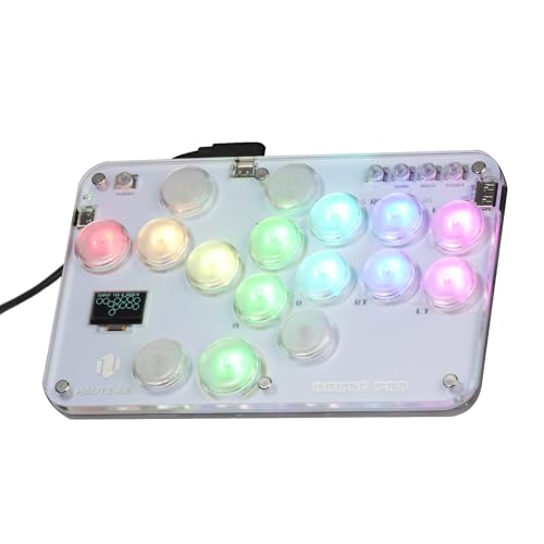 Image of Haute42 Leverless Controller for Arcade Gaming: S16 Crystal Series - 2024 Upgraded - Palm Size Acrylic Sandwich Template - 16 Keys Crystal Low-profile Switch - Custom RGB Controller for PC /Switch /PlayStation