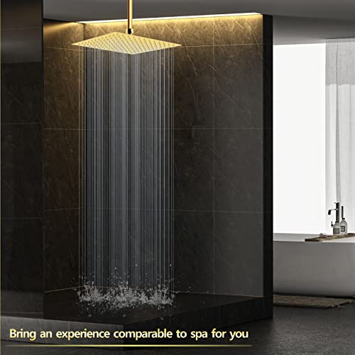 Voolan Rain Shower head, High Pressure Shower Head Made of 304 Stainless Steel, Relaxed Shower Experience Even at Low Water Flow and Pressure(8" Gold)