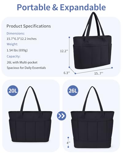Wandering Nature Travel Tote Bag for Women with Expandable Bottom & Shoe Bag, Fits 40oz Tumbler for Carry-On Work Gym2