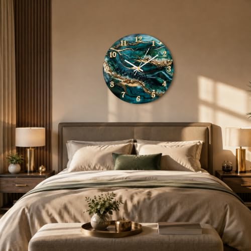 Ingo Creation 40CM Acrylic Wall Clock, Teal Green & Blue - Image 7