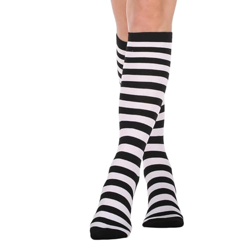 Image of Women's Knee High Athletic Socks Casual Stripes Tube Socks Outdoor Sport Socks