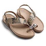 Gioseppo TANAUAN - Sandalias Planas de Piel con Estampado de Serpiente y Detalle de Joya para Mujer, Cierre Ajustable y Planta Anatómica, Confort y Estilo, Color Vainilla, Talla 38