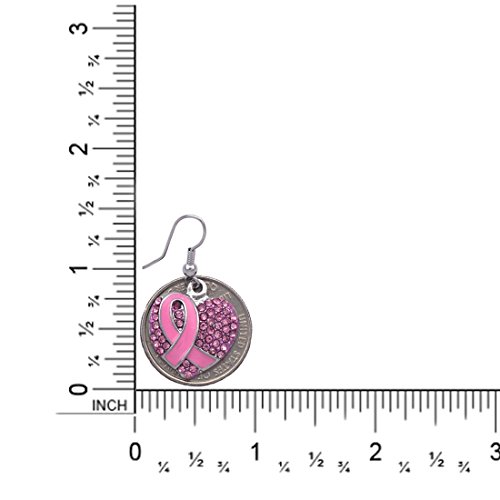 Cocojewelry EK1 Support Breast Cancer Awareness Pink Ribbon Heart Earrings Hook) thumb #3