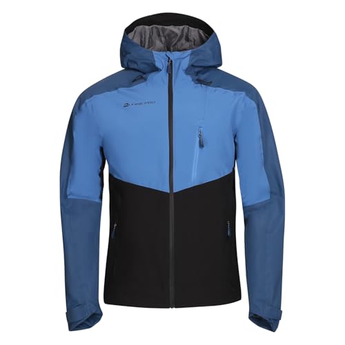 Alpine Pro Giacca impermeabile da uomo Bered – Giacca sportiva impermeabile e antivento – Giacca funzionale per primavera, trekking, corsa, ciclismo e attività all'aperto, Nero , XL
