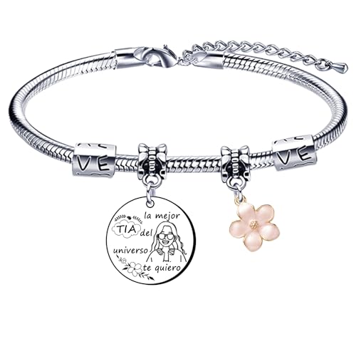 QTZXZX Regalo de tia,regalo de tia para sobrina,regalo de cumpleaños para tia,regalo para mi tia de navidad,pulsera tia e sobrinala mejor tia del universo te quiero
