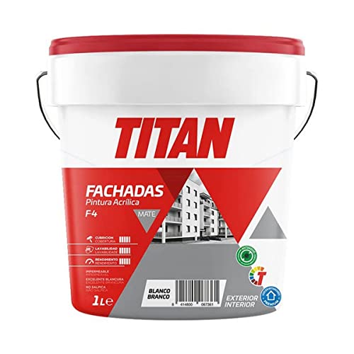 PINTURA ACRÍLICA FACHADAS MATE F-4 BLANCO 1l TITAN 125670001