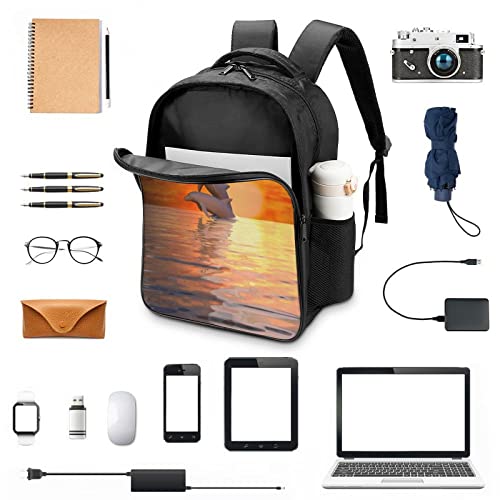 Mochila para computadora portátil impermeable con diseño de delfín para instituto y campus 3