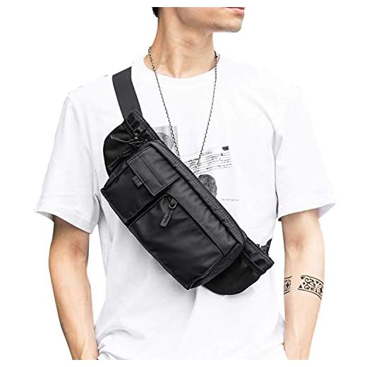 Large Waterproof Black Waist Bag Fanny Pack For Men Women Belt Bag Pouch Hip Bum Bag Chest Bag with Adjustable Strap, Premium Lightweight Fanny Pack For Gym Fitness Workout Travel Work Commuting