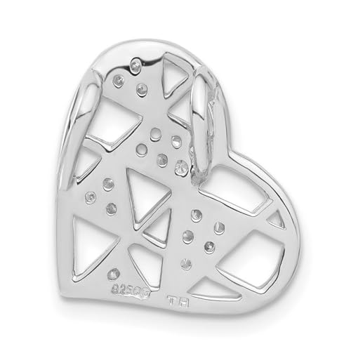 Pendentif cœur argent poli et zircone pour soirée et bureau - 4