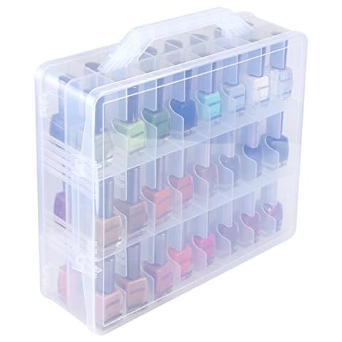 Kissbuty Universal Nail Polish Holder Organizer for 48 Bottles Adjustable Dividers Space Saver Cover
