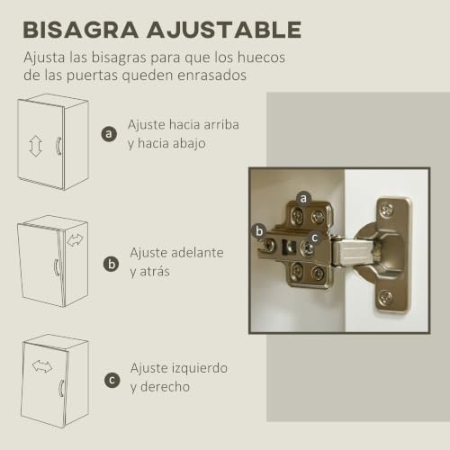 Miniatura 6 de Homcom Aparador De Salón Armario De Almacenamiento Mueble Auxiliar De Cocina Con 2 Puertas Y Estante Ajustable Para Comedor Entrada 80x37x75 Cm Blanco