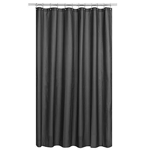 Image of N&Y HOME Fabric Shower Curtain or Liner Extra Long 72 x 84 Inches - Washable Hotel Quality Cloth Shower Curtain for Bathroom - Graphite Gray, 72x84