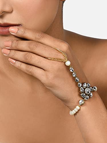 Tone Crystal Shine Stones & Ring Bracelet For Women