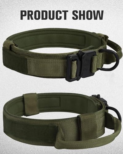 Joytale Collier Chien Tactique, Réglable Collier pour Chien avec poignée pour Chiens de Taille Moyenne Collier de Chien de 3,8 cm de Large Collier de Chien en Nylon, Vert armée, M – Image 4