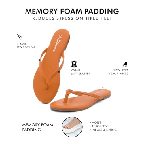 Image of Shoe Land Thong Flip Flops for Women, Memory Foam Flat Sandals, Lightweight Summer Slides, Non Slip Comfort Sandals for Beach, Travel and Everyday Wear
