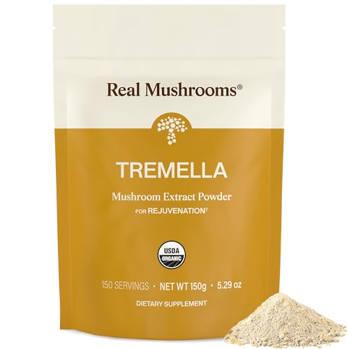 Real Mushrooms Tremella Mushroom Powder Organic Tremella Extract from Fruiting Body for Daily Wellness Routine Vegan Non-GMO No Fillers 150 Servings Mushroom Blend Supplements